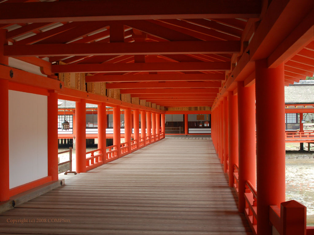 無料壁紙 街の景色 厳島神社 廻廊